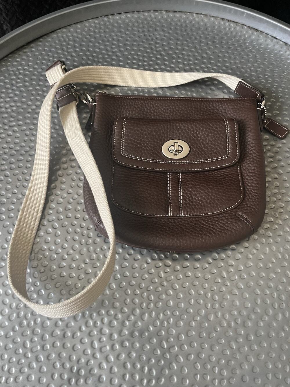 Women's Coach Pebbled Brown Leather Hamilton Crossbody Purse
